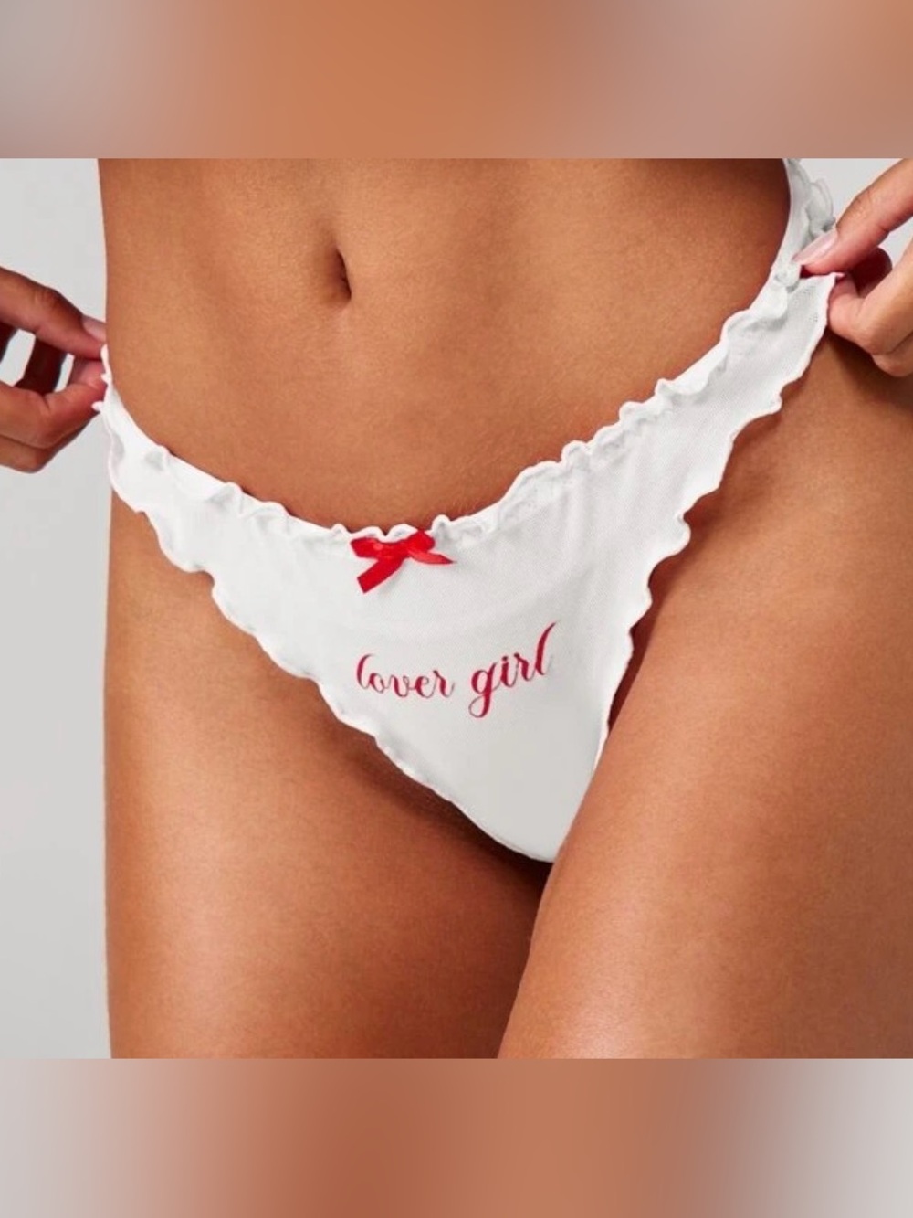 Lover Girl Red and White Flirty Frilly Thong Panties New Size S Small Lingerie